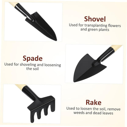 2sets Mini Gardening Tools for Boys and Girls Handle Transplant Shovel Hand Rake Trowel for Flower Vegetable Planting Mini Garden Planter Tools