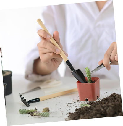 2sets Mini Gardening Tools for Boys and Girls Handle Transplant Shovel Hand Rake Trowel for Flower Vegetable Planting Mini Garden Planter Tools