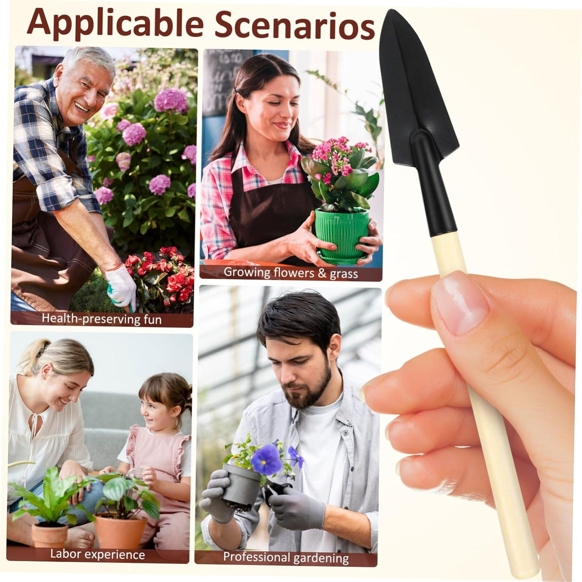 2sets Mini Gardening Tools for Boys and Girls Handle Transplant Shovel Hand Rake Trowel for Flower Vegetable Planting Mini Garden Planter Tools
