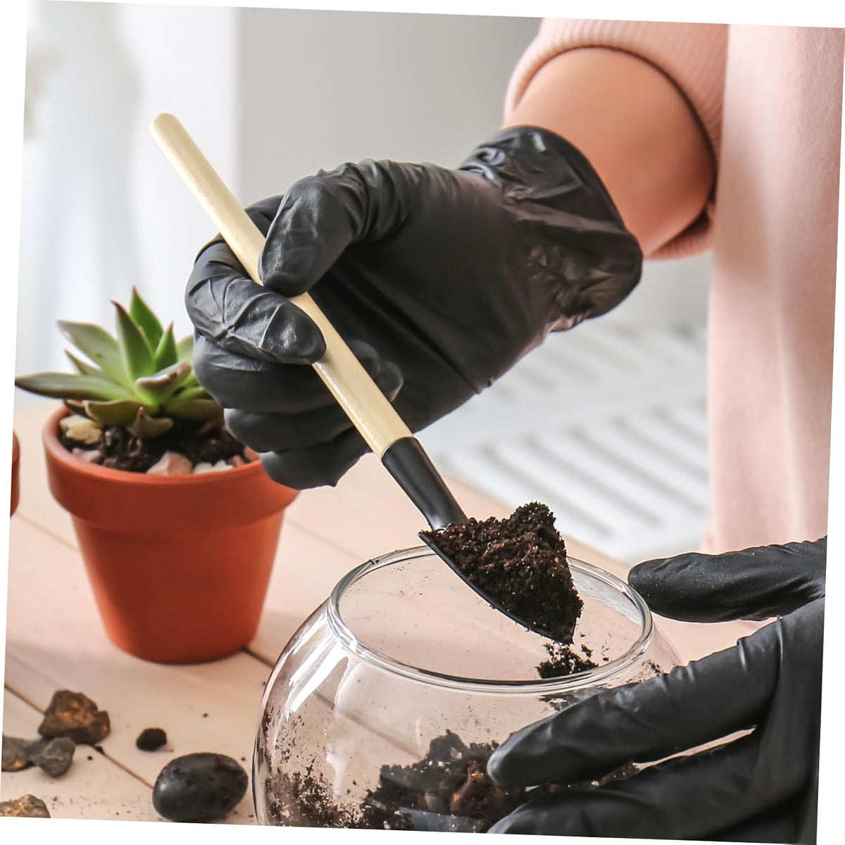 2sets Mini Gardening Tools for Boys and Girls Handle Transplant Shovel Hand Rake Trowel for Flower Vegetable Planting Mini Garden Planter Tools