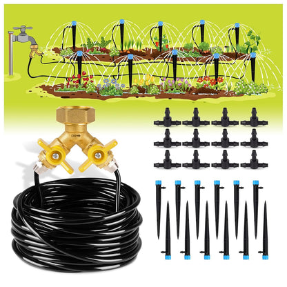 50ft Drip Irrigation Kit Plant Watering System 8x5mm Blank Distribution Tubing DIY Automatic Irrigation Equipment Set for Garden Greenhouse Flower Bed Patio Lawn