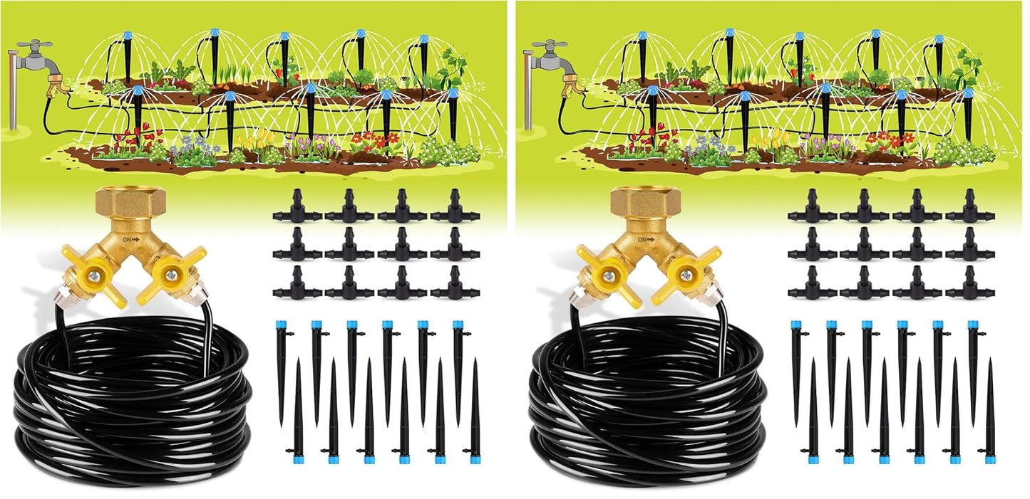 50ft Drip Irrigation Kit Plant Watering System 8x5mm Blank Distribution Tubing DIY Automatic Irrigation Equipment Set for Garden Greenhouse Flower Bed Patio Lawn