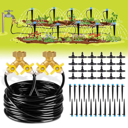 50ft Drip Irrigation Kit Plant Watering System 8x5mm Blank Distribution Tubing DIY Automatic Irrigation Equipment Set for Garden Greenhouse Flower Bed Patio Lawn