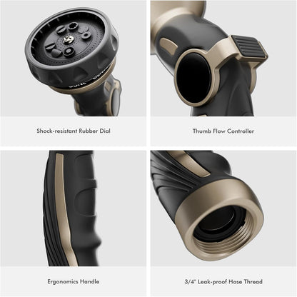 Hose Nozzle Heavy Duty, Metal Water Hose Sprayer for Garden