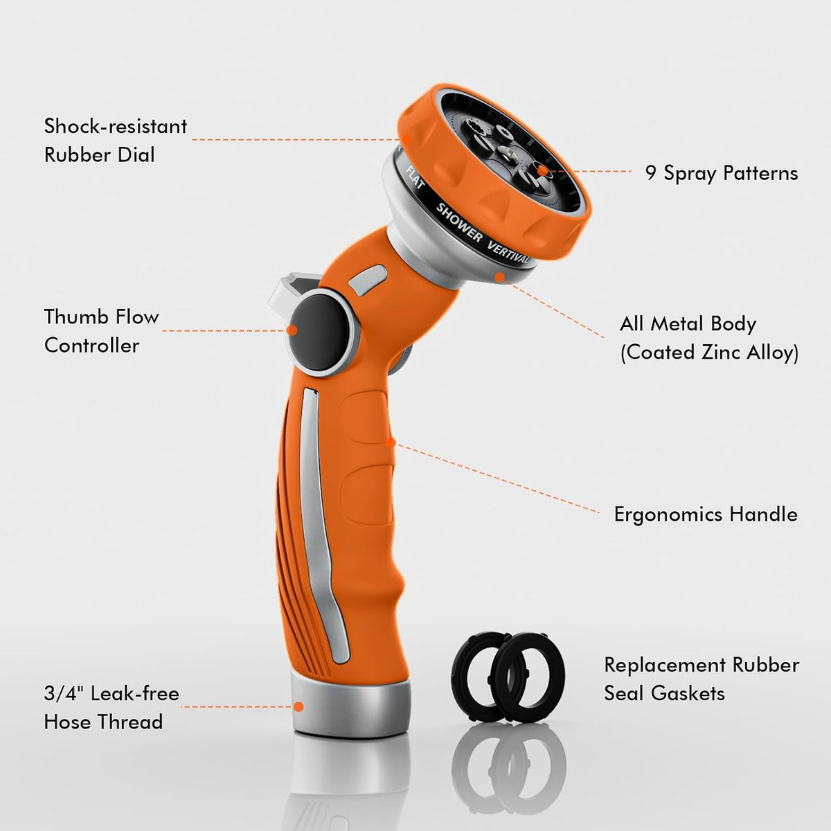 Hose Nozzle Heavy Duty, Metal Water Hose Sprayer for Garden