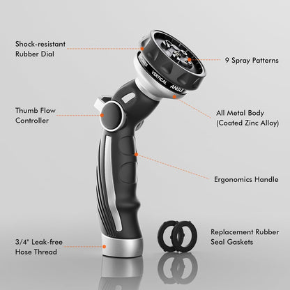 Hose Nozzle Heavy Duty, Metal Water Hose Sprayer for Garden