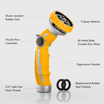 Hose Nozzle Heavy Duty, Metal Water Hose Sprayer for Garden