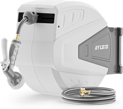 Retractable Rubber Hybrid Garden Hose Reel, 5/8"x100ft Wall Mount