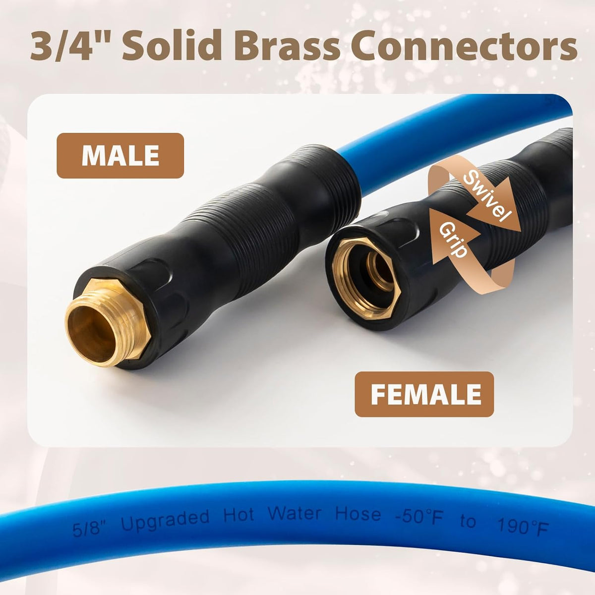 5/8" Hot/Cold Water Leader Hose 3Ft, -50℉ to 190℉