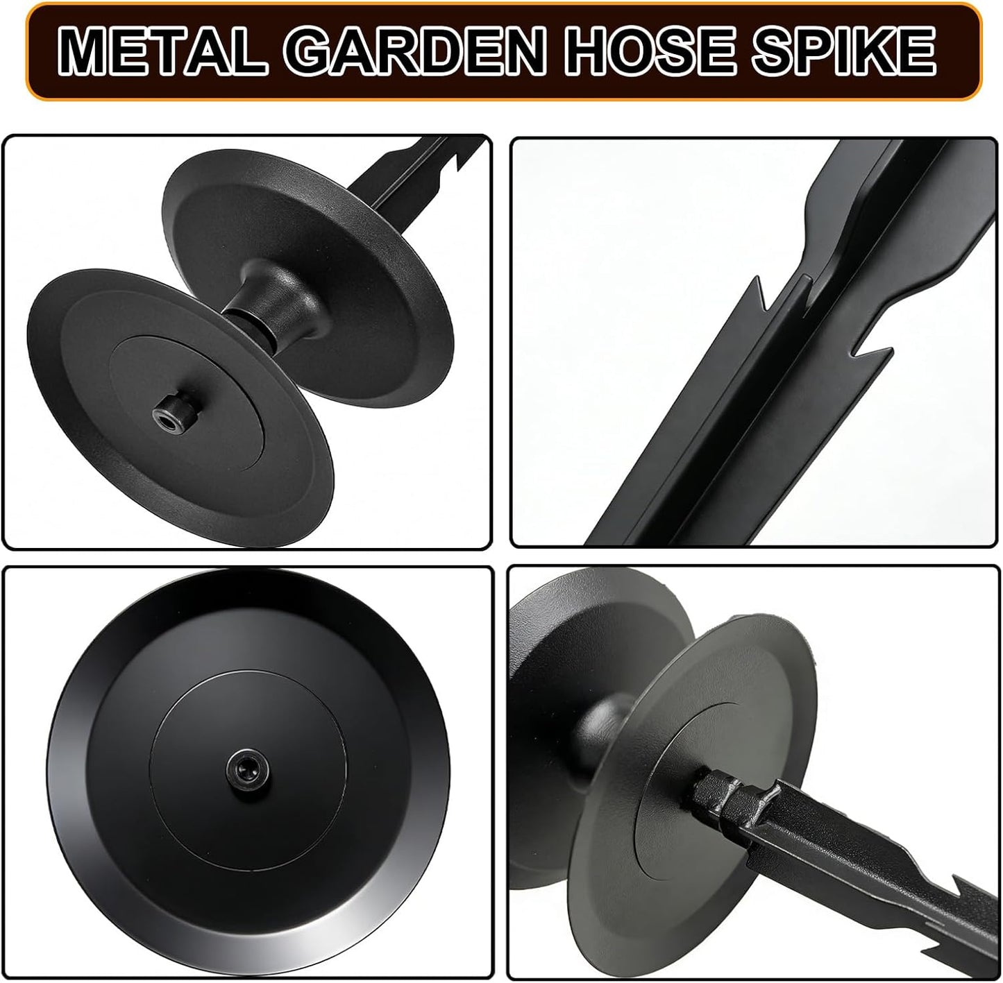 4 PCS Garden Hose Guide Spike, Hose Guides for Garden Decorative, Heavy Duty Pure Metal Hose Guards for Garden, Rustproof Coated Garden Hose Stake for Yard Lawn, Durable Hose Roller Guide