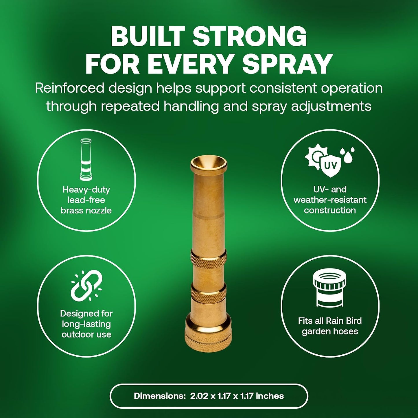 HENZLB5ADJ 5 in Lead-Free Brass Twist Adjustable Hose End Nozzle
