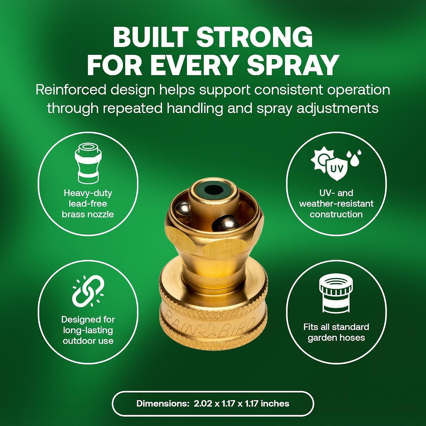 HENZLB5ADJ 5 in Lead-Free Brass Twist Adjustable Hose End Nozzle