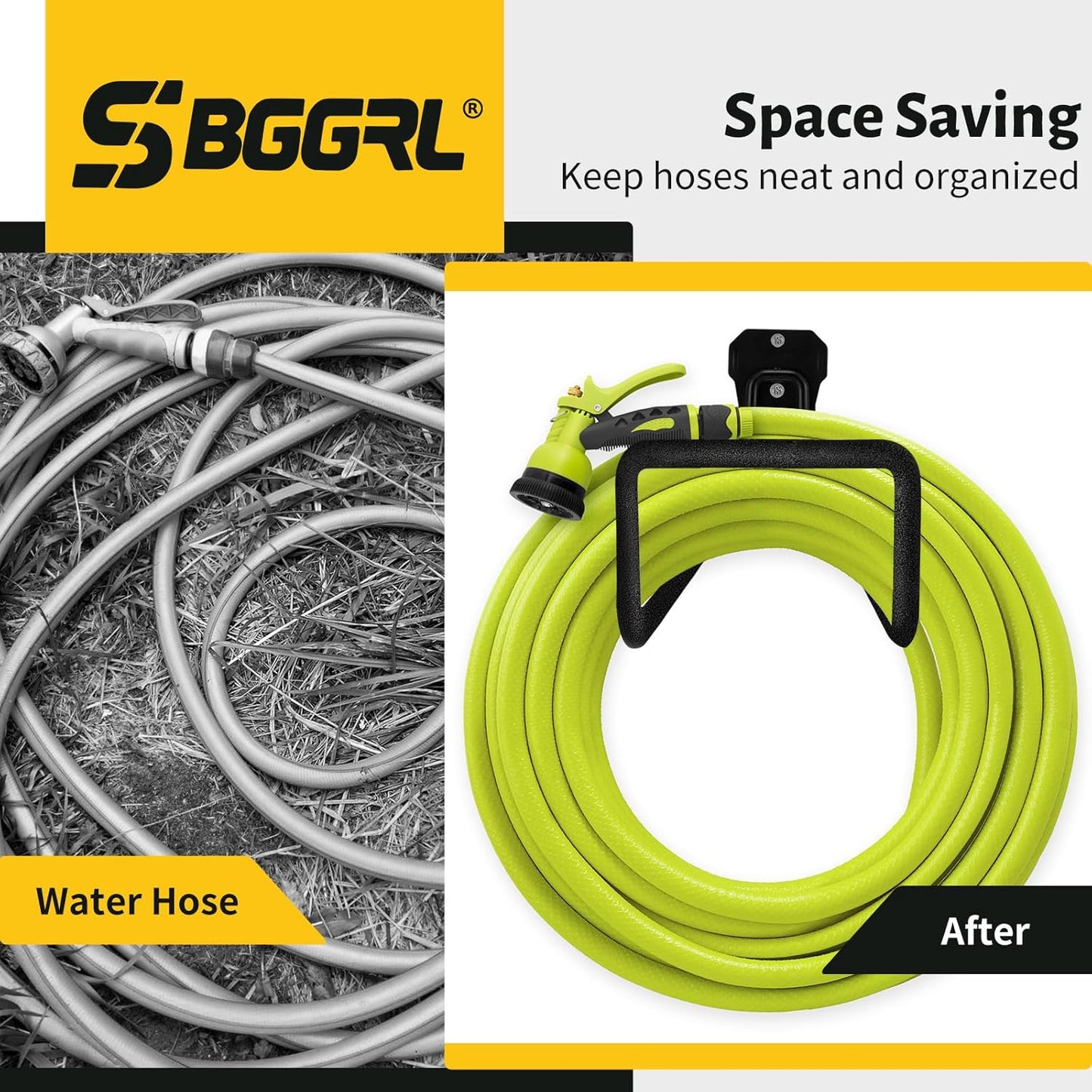 Heavy-duty rust-proof hose hooks for storing water pipes, hoses, cables, trimmers, ladders, buckets, tools | Wall-mounted high load-bearing capacity, non-slip hanger for homes, yards, and farms