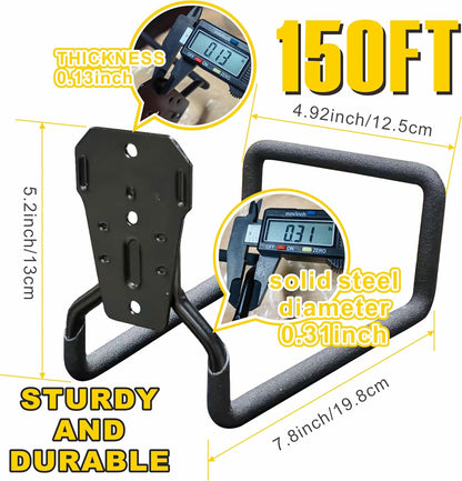 Heavy-duty rust-proof hose hooks for storing water pipes, hoses, cables, trimmers, ladders, buckets, tools | Wall-mounted high load-bearing capacity, non-slip hanger for homes, yards, and farms