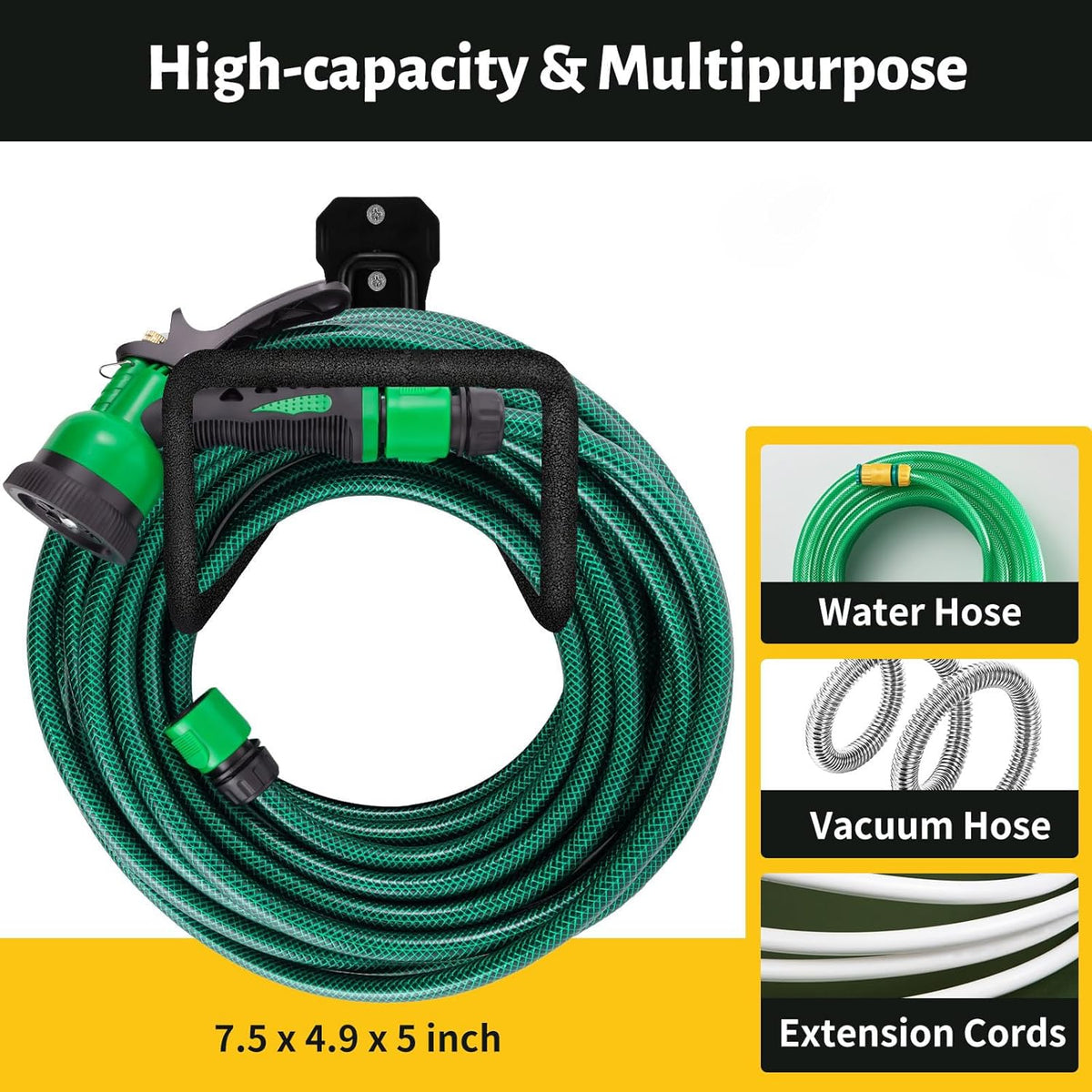Heavy-duty rust-proof hose hooks for storing water pipes, hoses, cables, trimmers, ladders, buckets, tools | Wall-mounted high load-bearing capacity, non-slip hanger for homes, yards, and farms