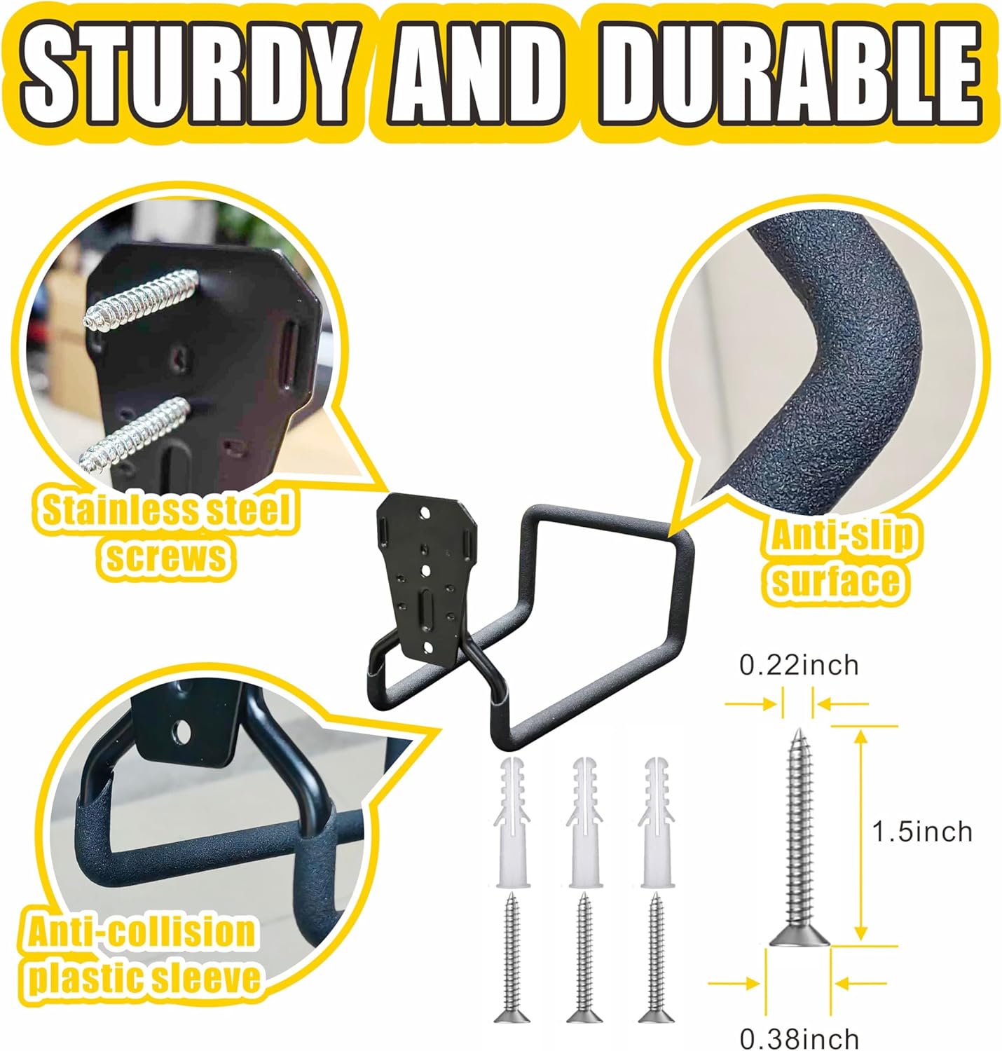 Heavy-duty rust-proof hose hooks for storing water pipes, hoses, cables, trimmers, ladders, buckets, tools | Wall-mounted high load-bearing capacity, non-slip hanger for homes, yards, and farms