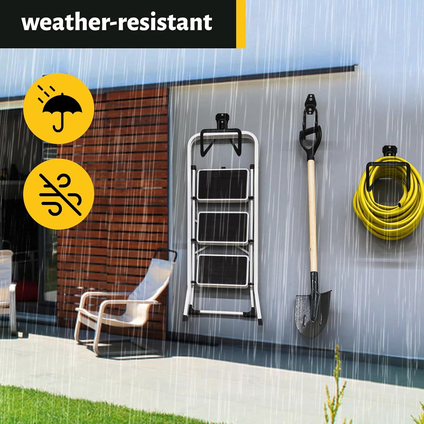 Heavy-duty rust-proof hose hooks for storing water pipes, hoses, cables, trimmers, ladders, buckets, tools | Wall-mounted high load-bearing capacity, non-slip hanger for homes, yards, and farms