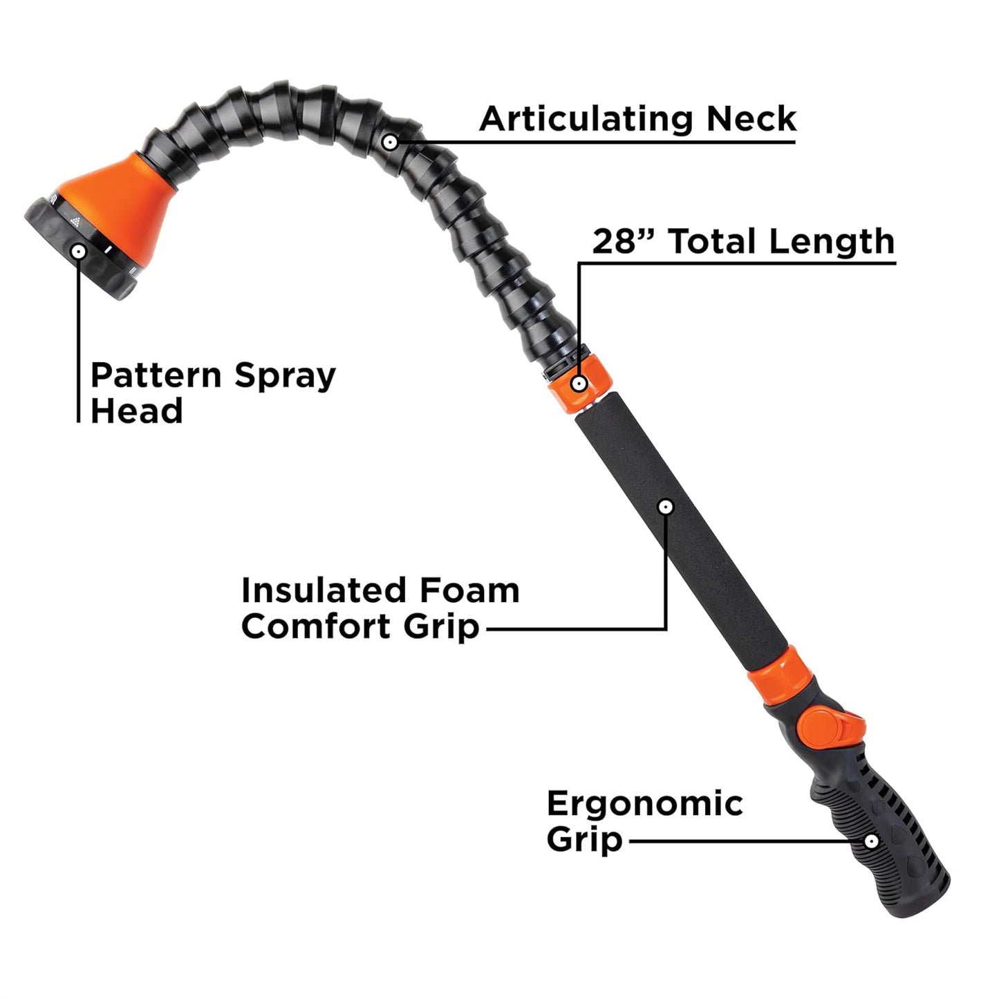 ® 28" Snake Wand® – 9 Spray Patterns, Flexible Neck, Comfort Grip BD57383