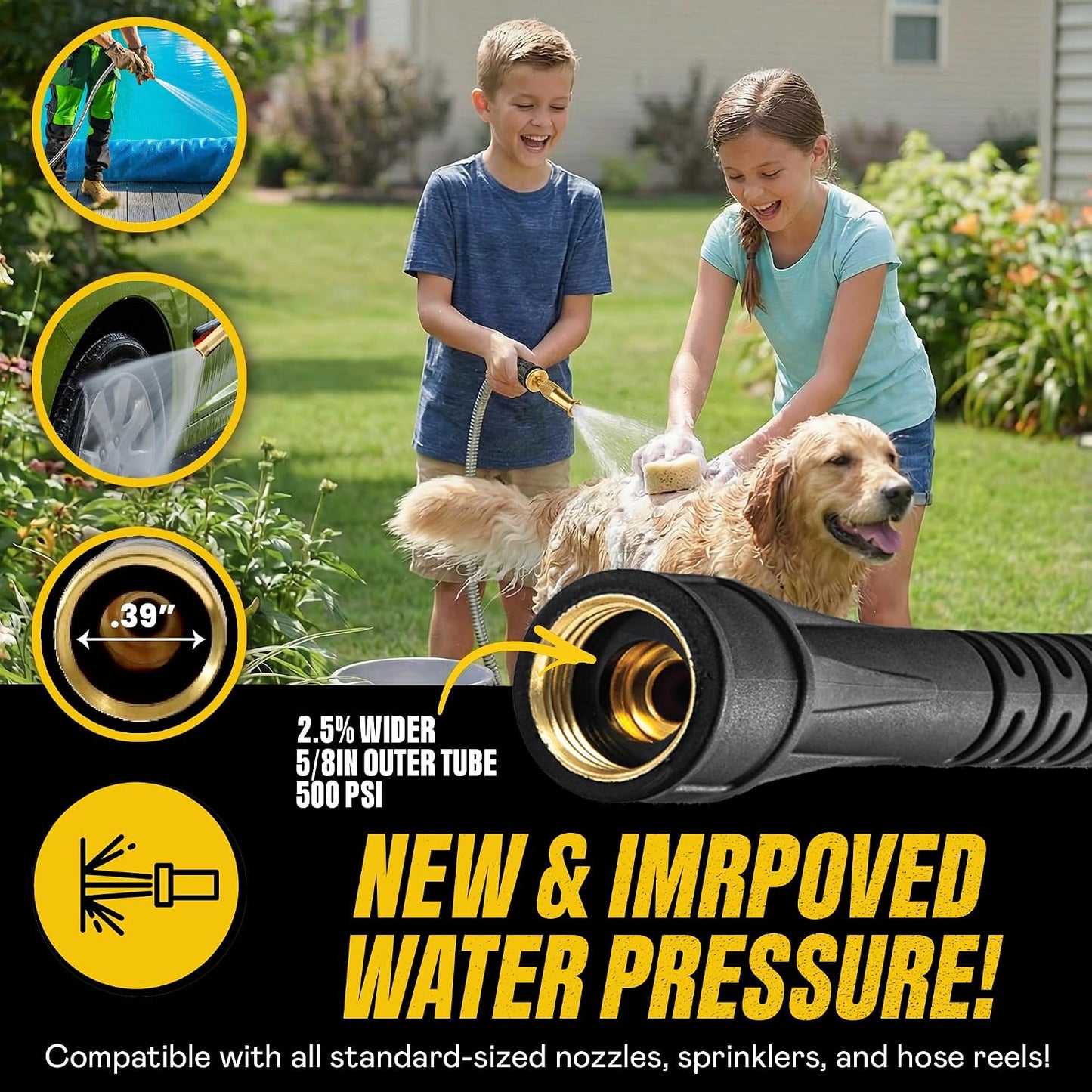 Bionic Steel PRO 50 Ft Metal Garden Hose with Brass Nozzle