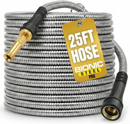 Bionic Steel PRO 50 Ft Metal Garden Hose with Brass Nozzle