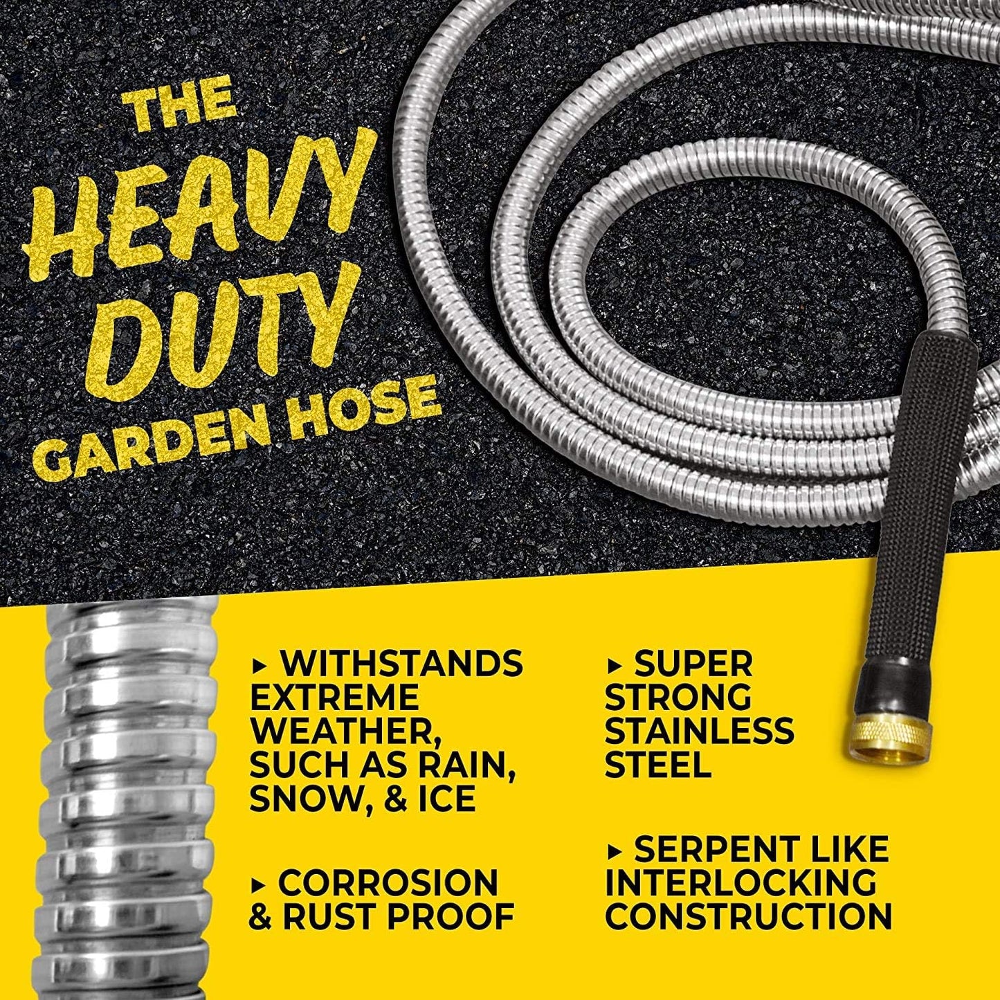 Bionic Steel PRO 50 Ft Metal Garden Hose with Brass Nozzle