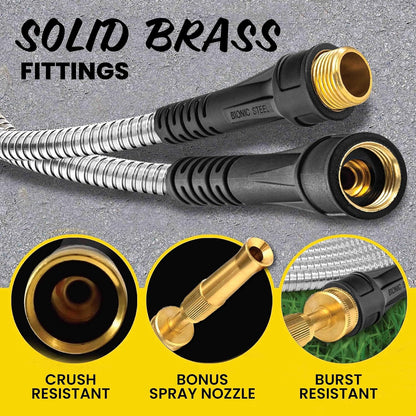 Bionic Steel PRO 50 Ft Metal Garden Hose with Brass Nozzle