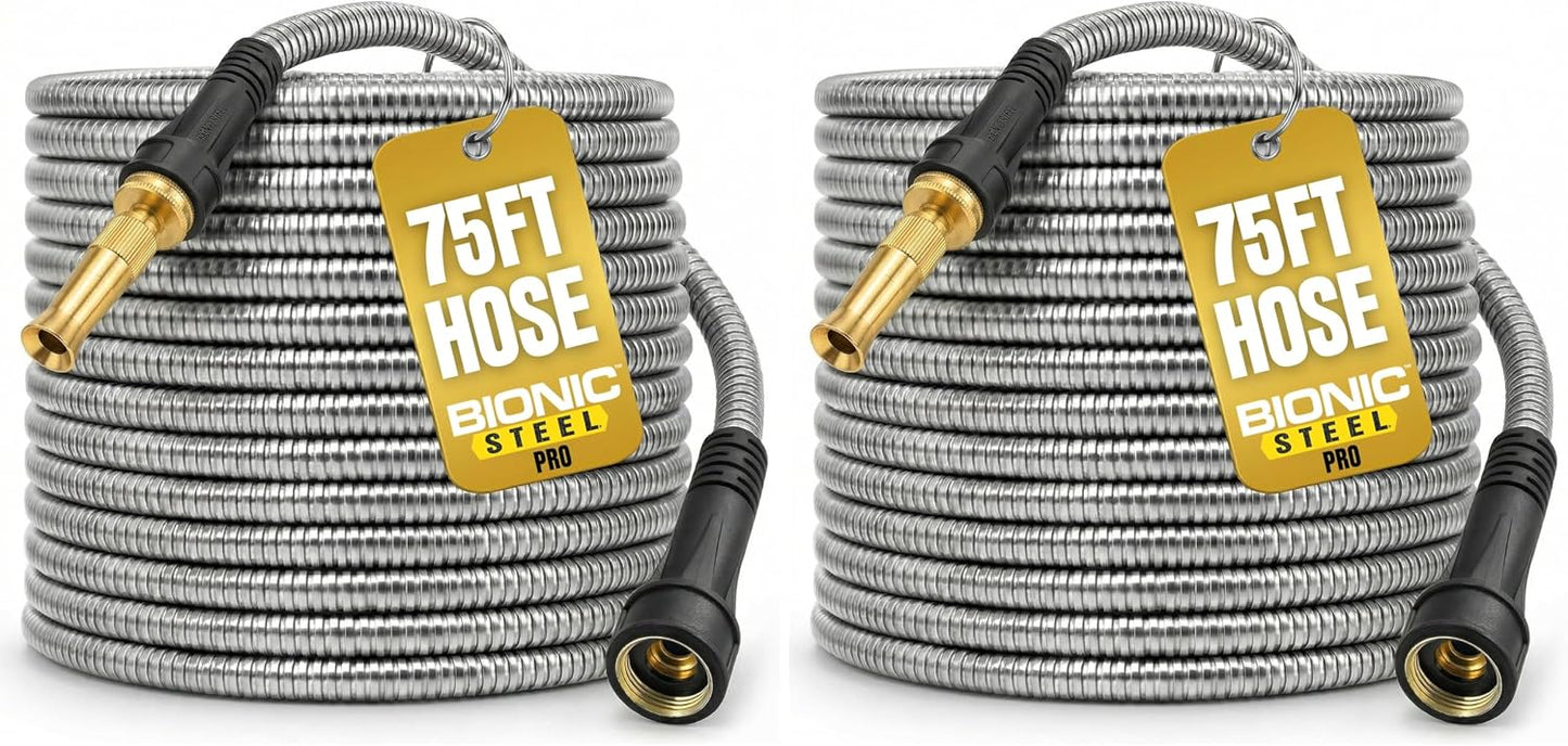 Bionic Steel PRO 50 Ft Metal Garden Hose with Brass Nozzle