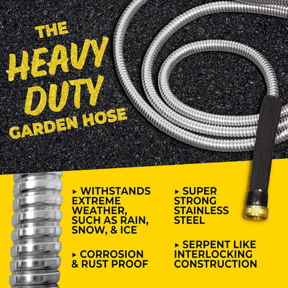 Bionic Steel PRO 50 Ft Metal Garden Hose with Brass Nozzle