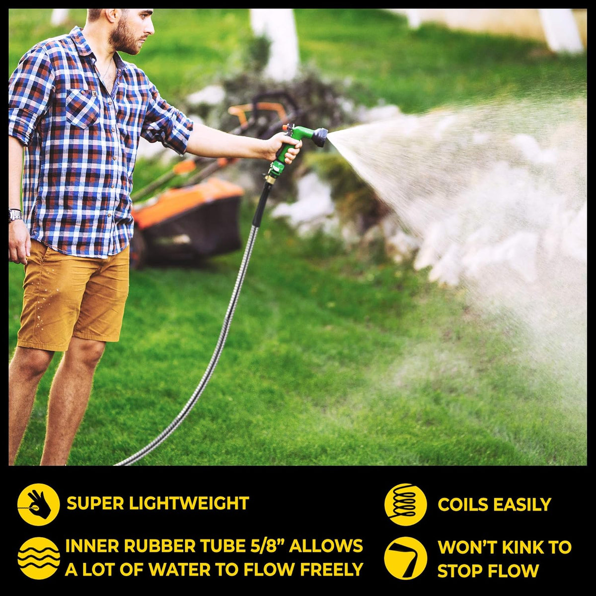 Bionic Steel PRO 50 Ft Metal Garden Hose with Brass Nozzle