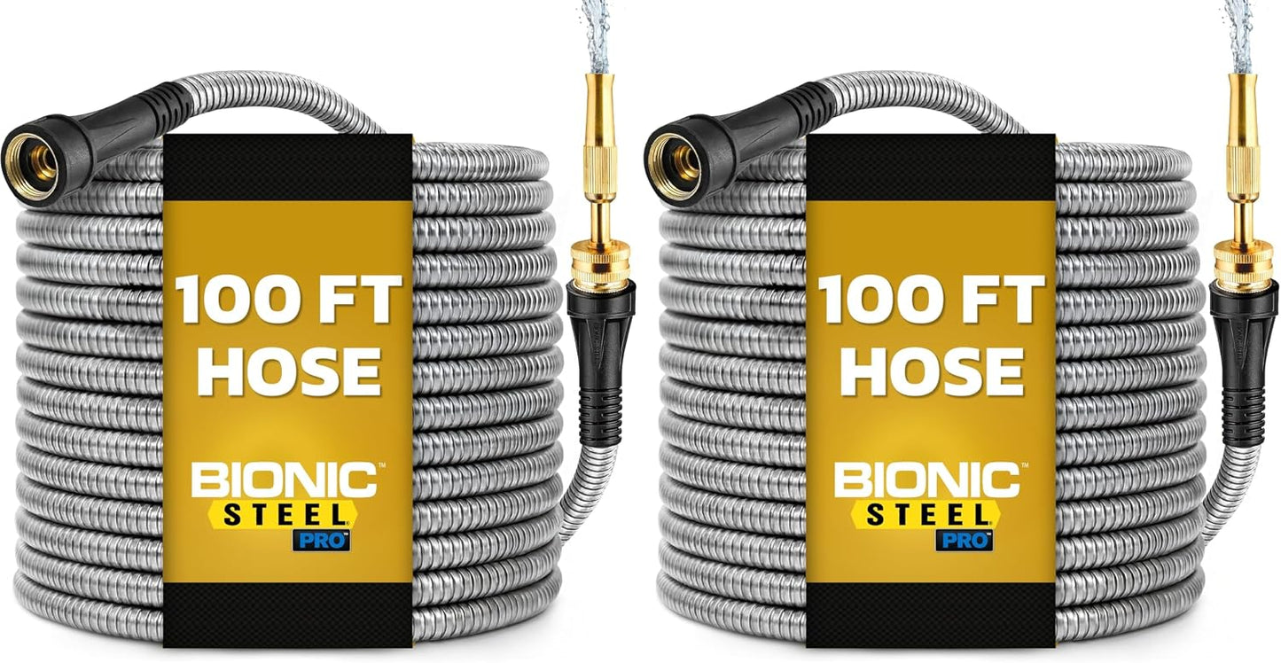 Bionic Steel PRO 50 Ft Metal Garden Hose with Brass Nozzle
