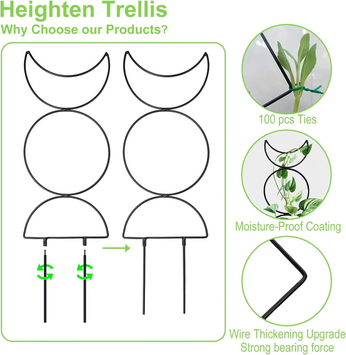 4 Packs Trellis for Climbing Plants Indoor, Small Garden Metal Trellis for Potted Plants Outdoor for Vine Ivy Flower Plant Support, 4 Different Black Iron Patterns