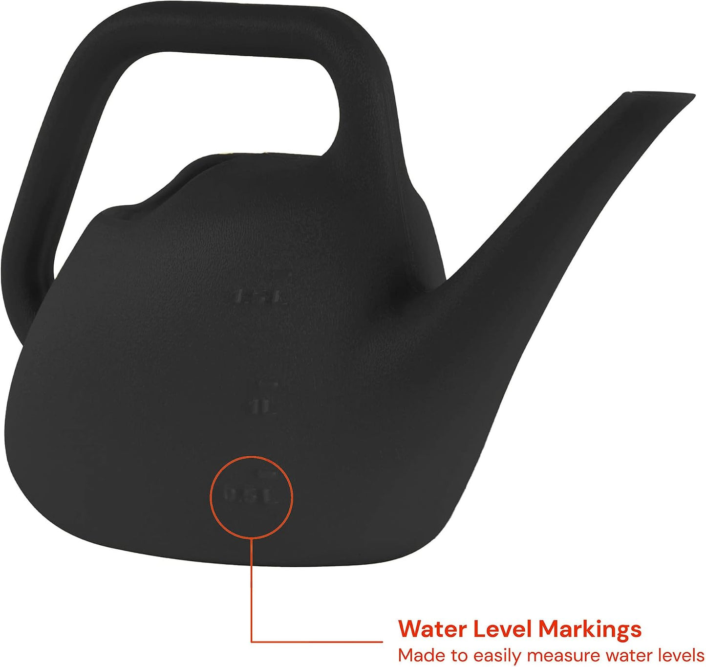 1.5 L (0.4 Gallon) Resin Indoor/Outdoor Watering Can in Black, Small Watering Can for Small Space Use