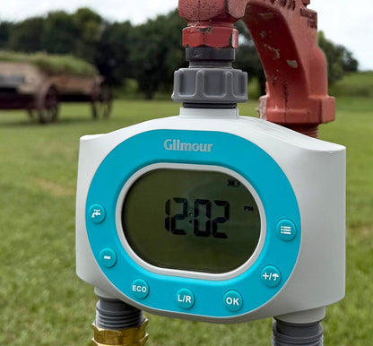Dual Outlet Water Timer for Garden Hose, Programmable Automatic Watering System, LCD Screen, Rain Delay, Battery Operated