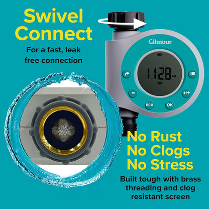 Dual Outlet Water Timer for Garden Hose, Programmable Automatic Watering System, LCD Screen, Rain Delay, Battery Operated