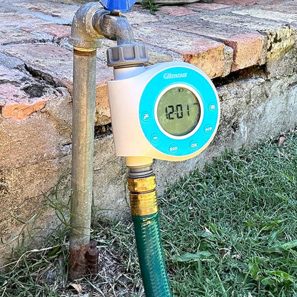 Dual Outlet Water Timer for Garden Hose, Programmable Automatic Watering System, LCD Screen, Rain Delay, Battery Operated