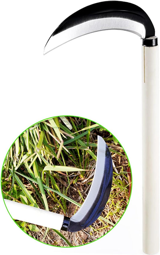 Carbon Steel Grass Sickle, 15'' Japanese Gardening Weeding Weeder, Garden Hand Tool, Farming Weed Remover, Scythe Blade Cutter, Manual Mowing Blade Cutter, Thick Blade Gardening Quick Work