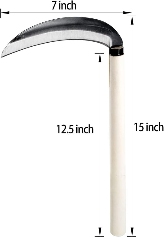 Carbon Steel Grass Sickle, 15'' Japanese Gardening Weeding Weeder, Garden Hand Tool, Farming Weed Remover, Scythe Blade Cutter, Manual Mowing Blade Cutter, Thick Blade Gardening Quick Work