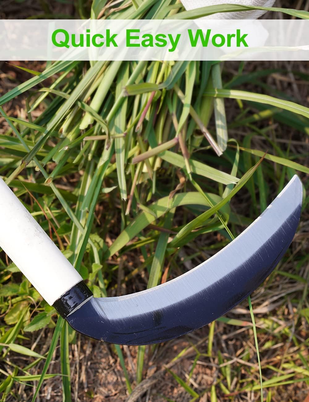 Carbon Steel Grass Sickle, 15'' Japanese Gardening Weeding Weeder, Garden Hand Tool, Farming Weed Remover, Scythe Blade Cutter, Manual Mowing Blade Cutter, Thick Blade Gardening Quick Work