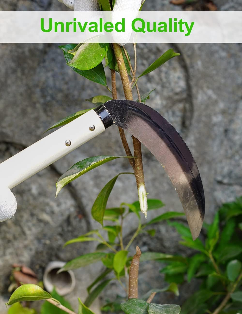 Carbon Steel Grass Sickle, 15'' Japanese Gardening Weeding Weeder, Garden Hand Tool, Farming Weed Remover, Scythe Blade Cutter, Manual Mowing Blade Cutter, Thick Blade Gardening Quick Work