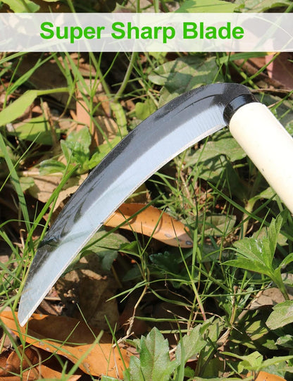 Carbon Steel Grass Sickle, 15'' Japanese Gardening Weeding Weeder, Garden Hand Tool, Farming Weed Remover, Scythe Blade Cutter, Manual Mowing Blade Cutter, Thick Blade Gardening Quick Work