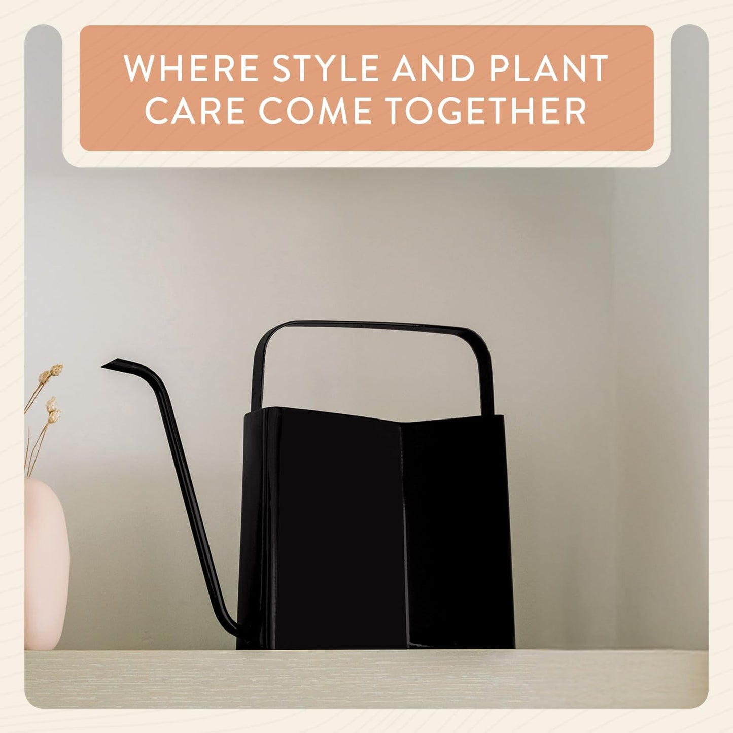 Brass Watering Can - 3L Stainless Steel - Long Spout (Black)