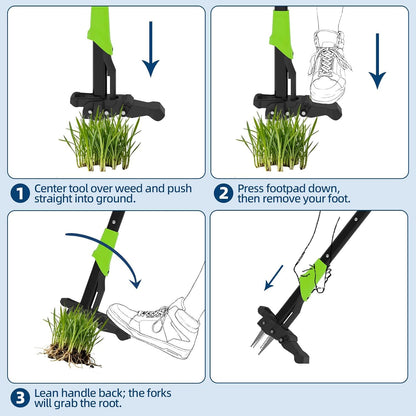 Stand Up Weed Puller - 40" Heavy Duty Standing Weeder Tool with 4 Cast Iron Claws & Easy Eject, Deep Root Weed Removal Tool for Lawn Care, Back Saving Garden Gifts for Seniors