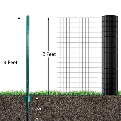 Fence Posts 4 Feet, 10-Pack, Heavy Duty U Post, Metal Fence Post