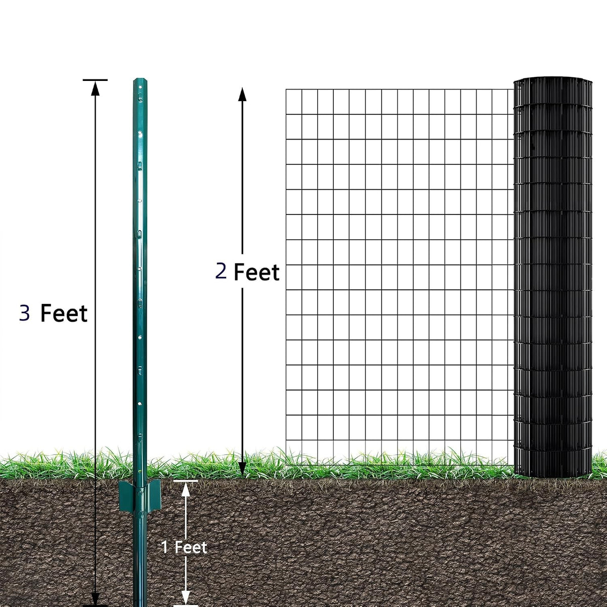Fence Posts 4 Feet, 10-Pack, Heavy Duty U Post, Metal Fence Post