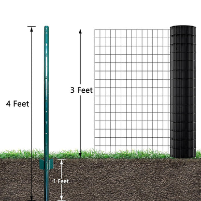 Fence Posts 4 Feet, 10-Pack, Heavy Duty U Post, Metal Fence Post
