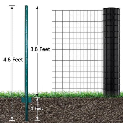 Fence Posts 4 Feet, 10-Pack, Heavy Duty U Post, Metal Fence Post