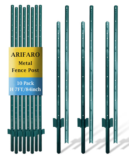 Fence Posts 4 Feet, 10-Pack, Heavy Duty U Post, Metal Fence Post