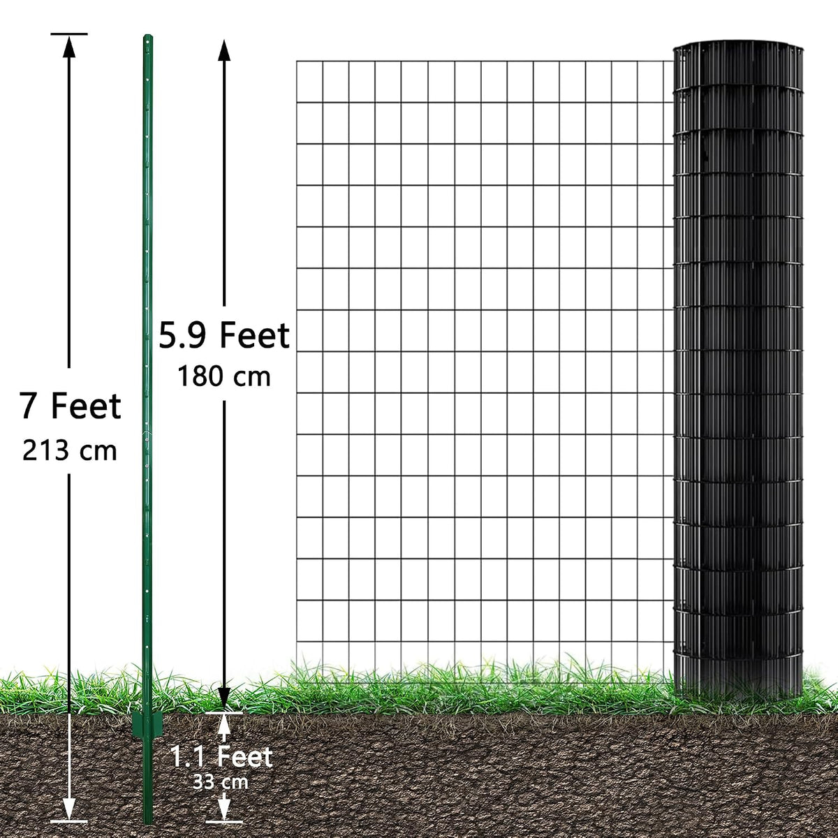 Fence Posts 4 Feet, 10-Pack, Heavy Duty U Post, Metal Fence Post