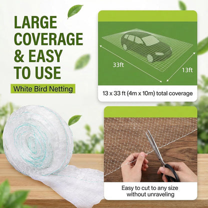 33x13 Ft Bird Netting for Garden,1 Inch Mesh Size, White