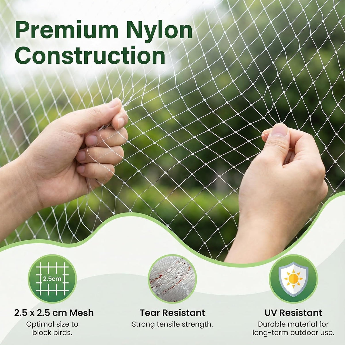 33x13 Ft Bird Netting for Garden,1 Inch Mesh Size, White